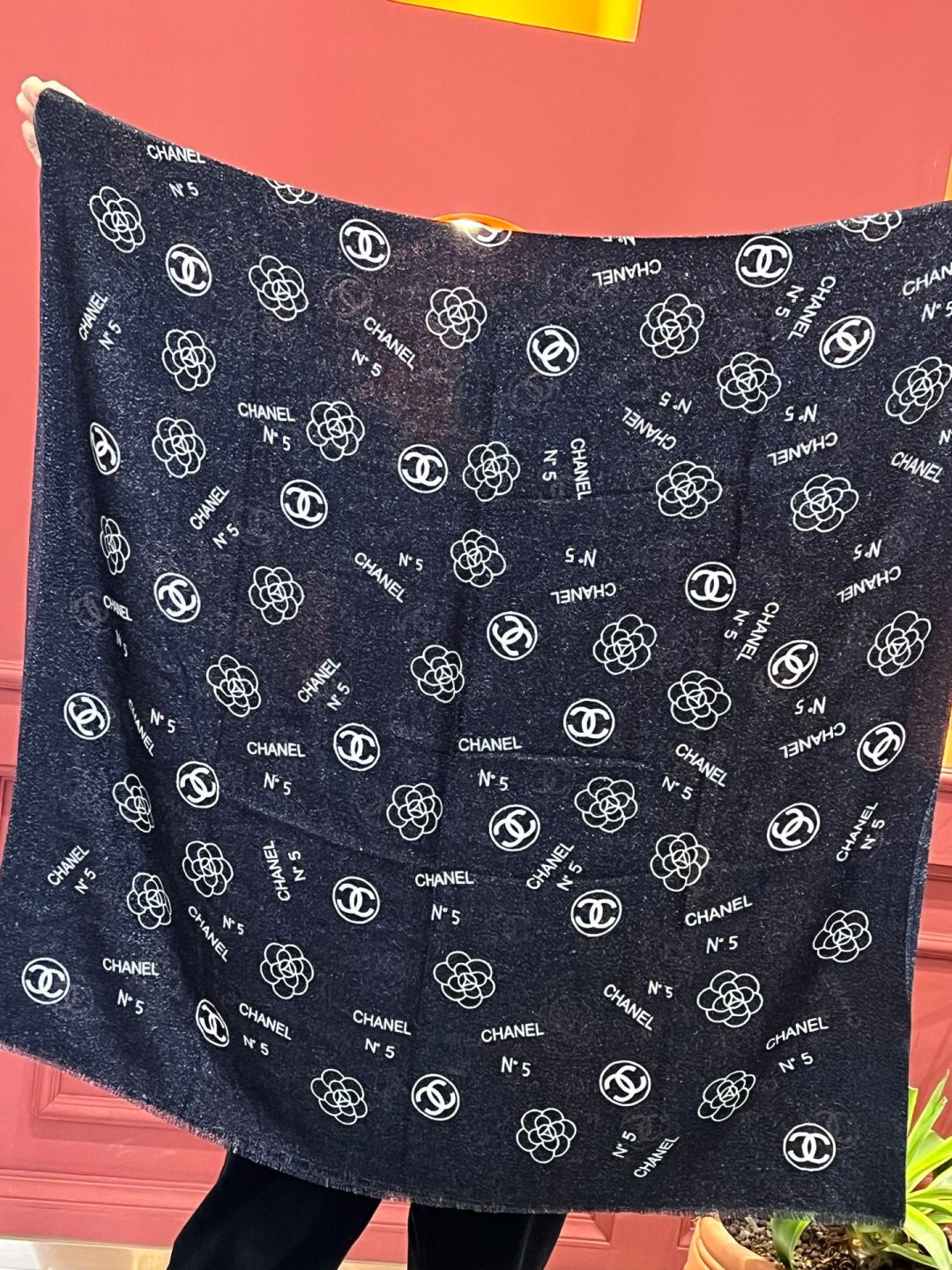 silver velvet floral Scarf for women - alternate angle view 9