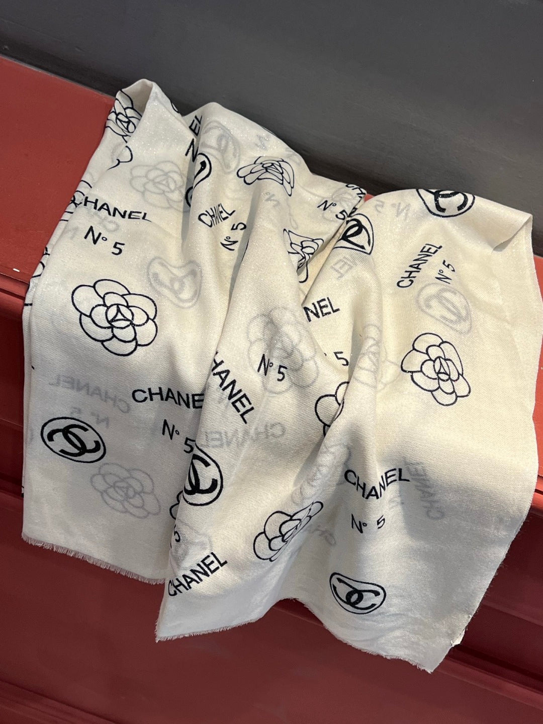 silver velvet floral Scarf for women - alternate angle view 6