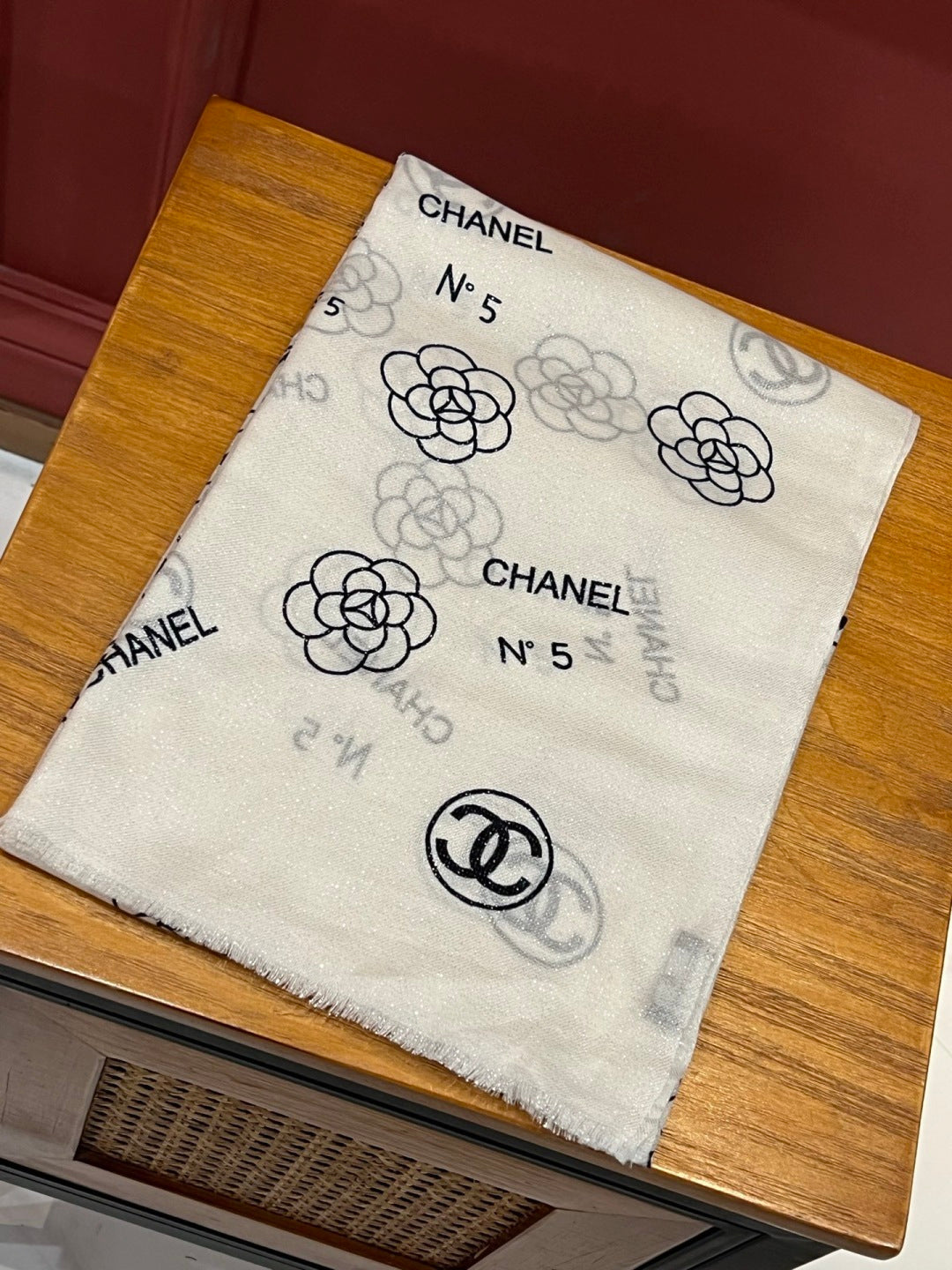 silver velvet floral Scarf for women - alternate angle view 2