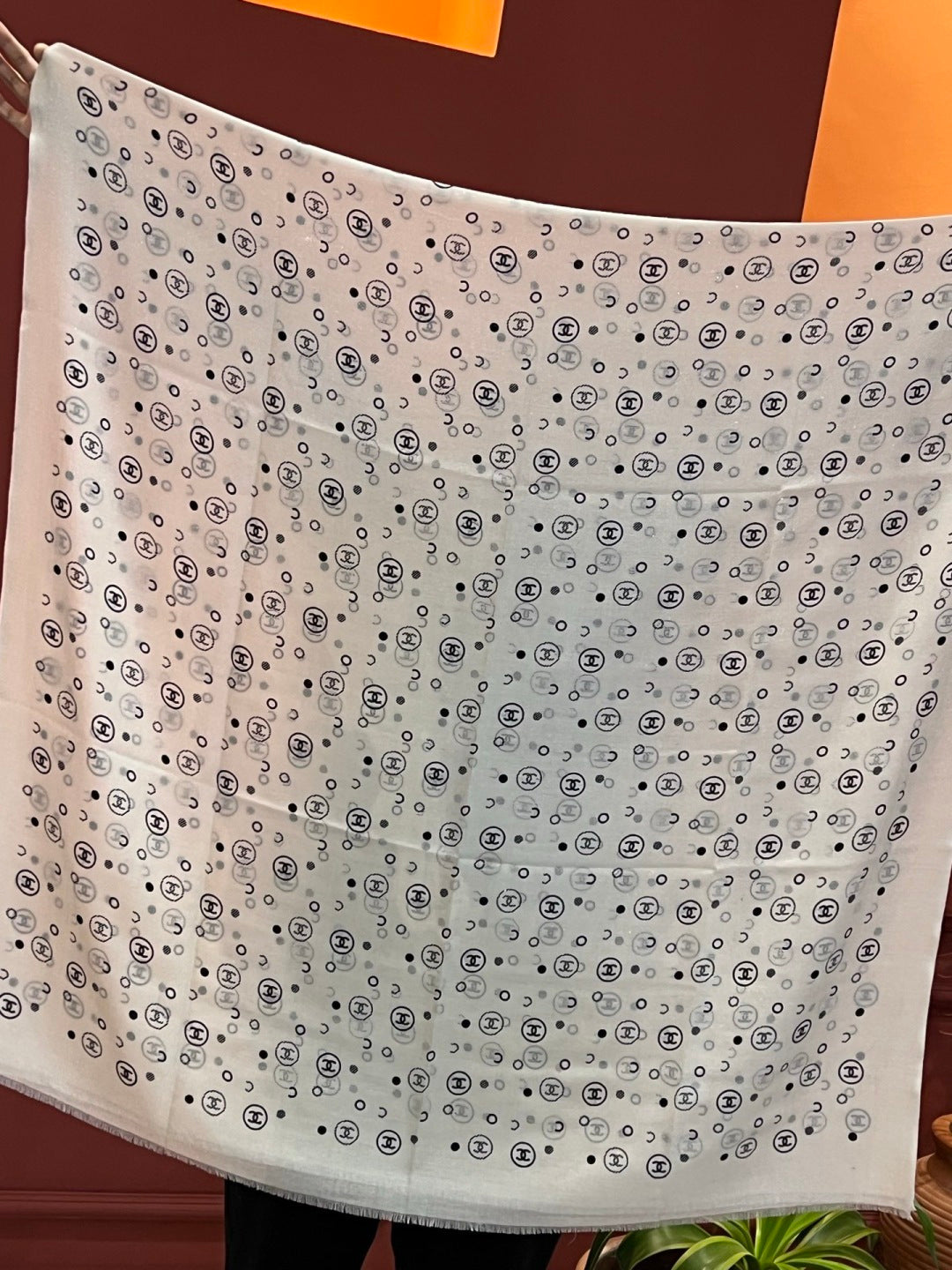 silver velvet floral Scarf for women - alternate angle view 9