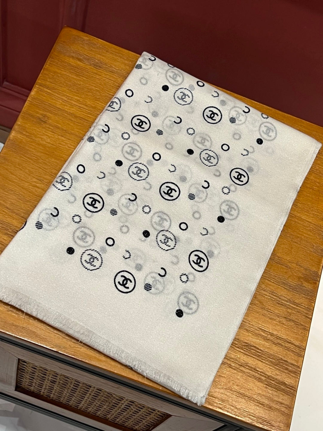 silver velvet floral Scarf for women - alternate angle view 2