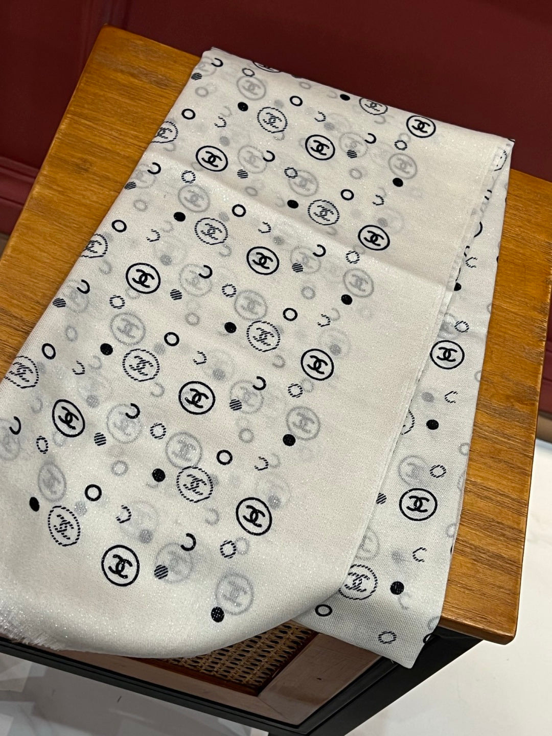 silver velvet floral Scarf for women - alternate angle view 4