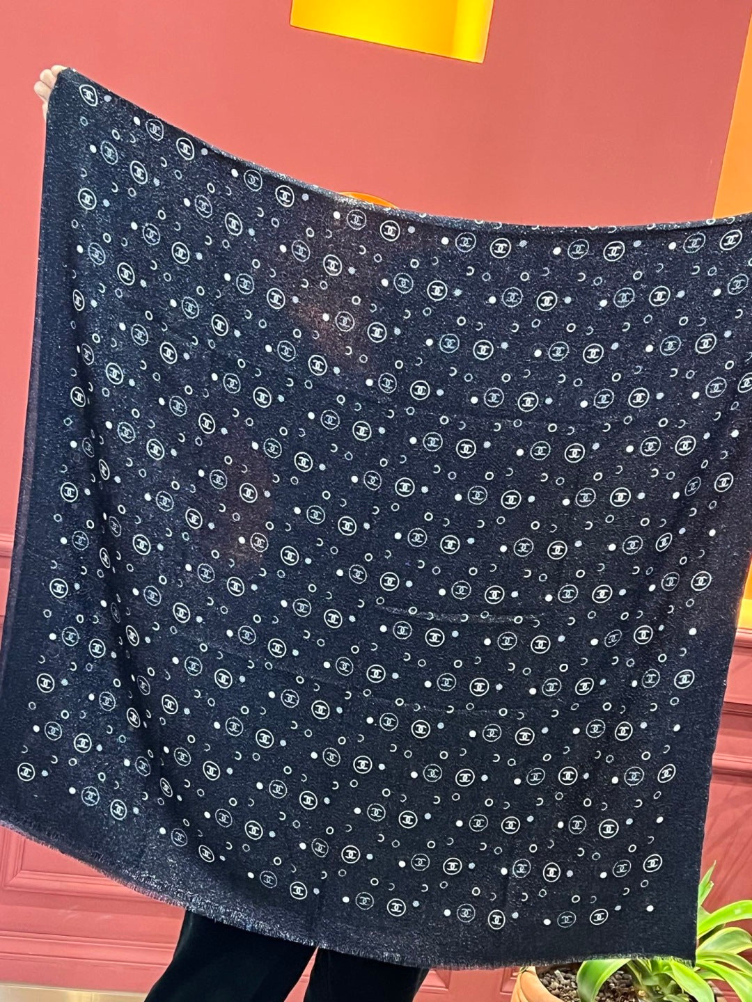 silver velvet floral Scarf for women - alternate angle view 9