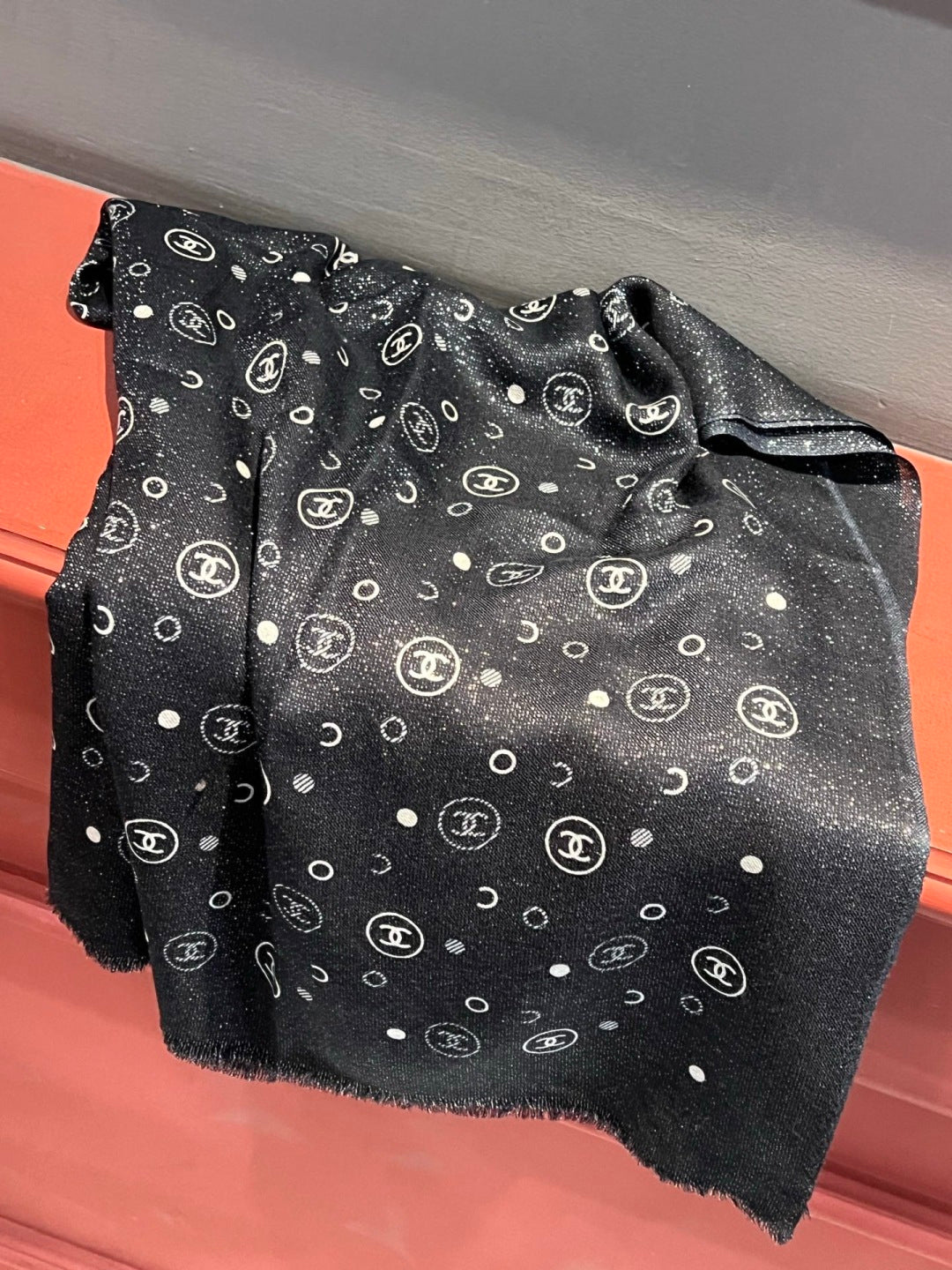silver velvet floral Scarf for women - alternate angle view 5