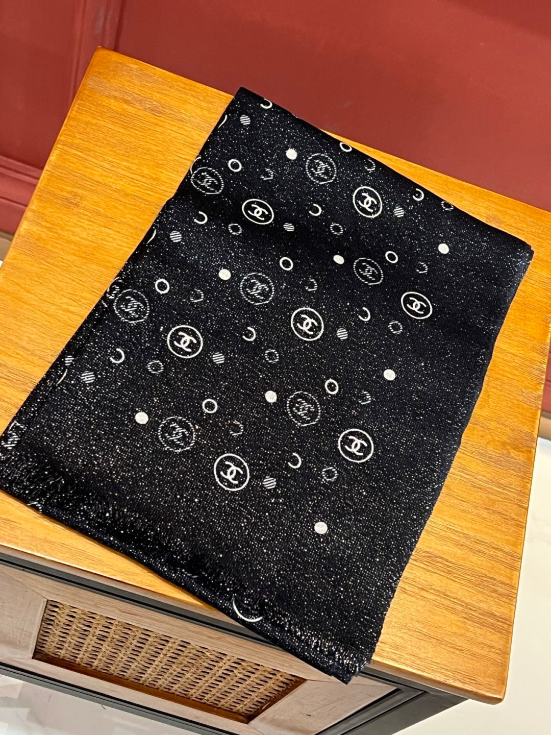silver velvet floral Scarf for women - alternate angle view 2