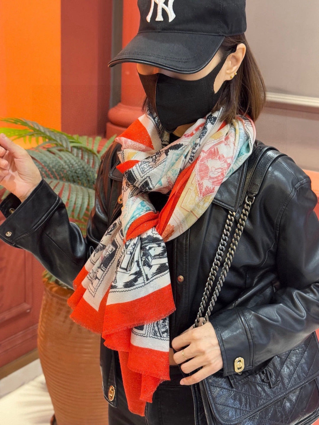 white velvet luxury Scarf for women - alternate angle view 3