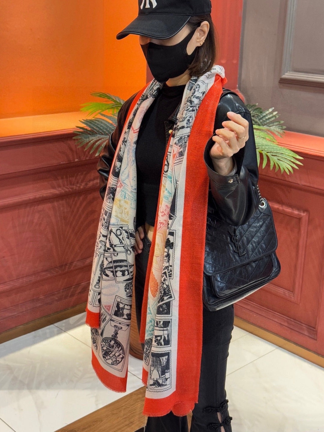 white velvet luxury Scarf for women - alternate angle view 2