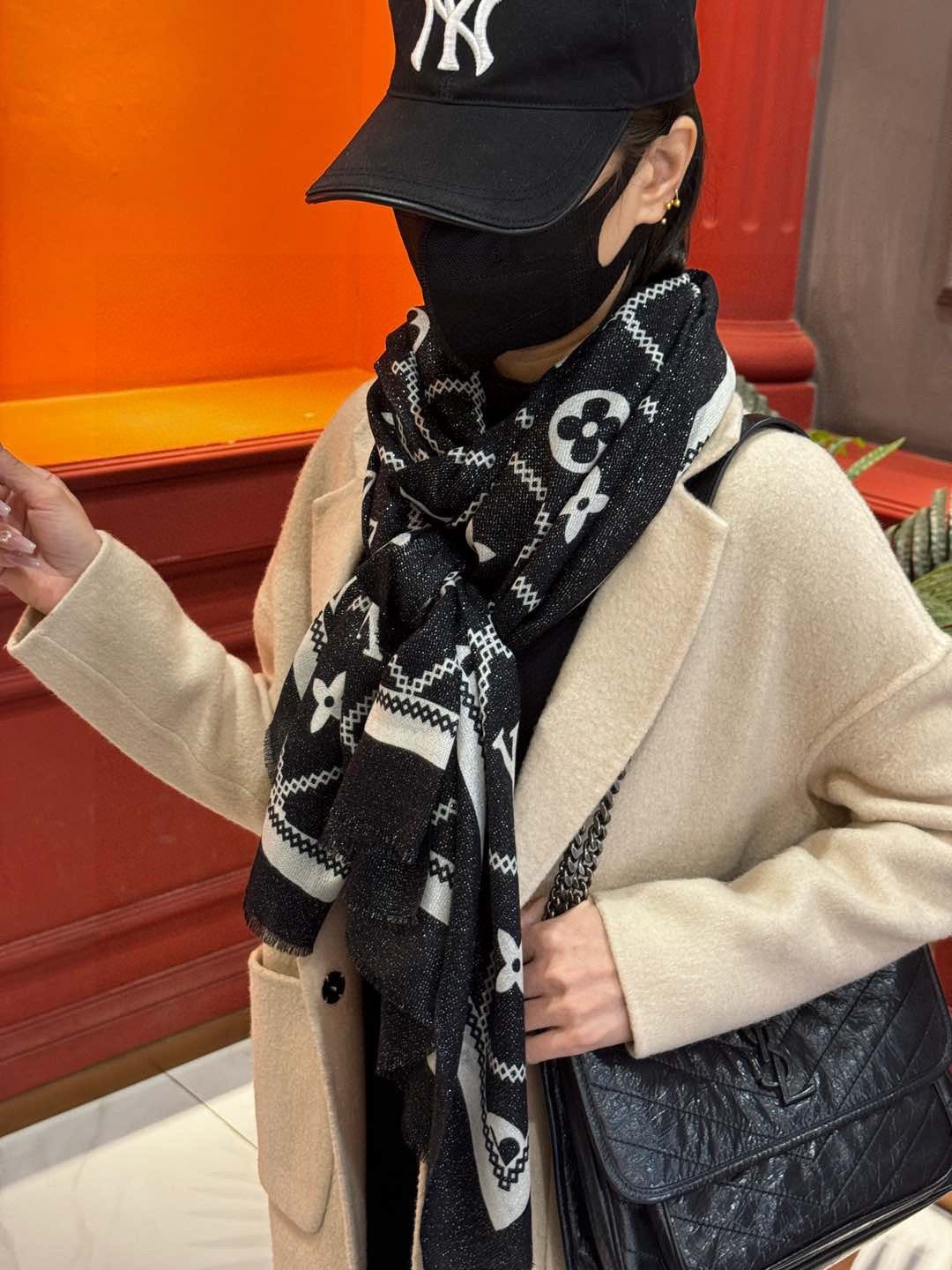 silver velvet elegant Scarf for women - alternate angle view 3