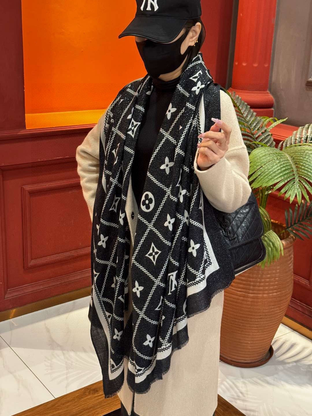 silver velvet elegant Scarf for women - alternate angle view 2