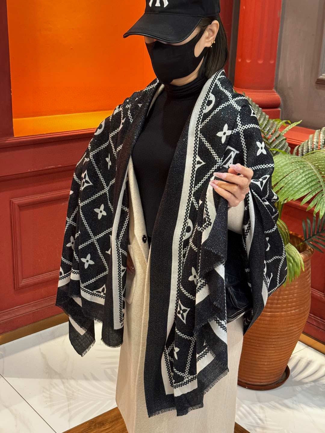 silver velvet elegant Scarf for women - product detail view
