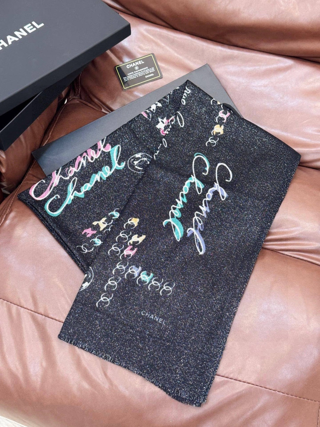silver velvet floral Scarf for women - alternate angle view 4