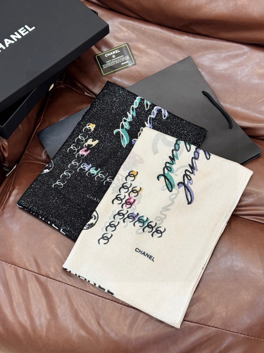 silver velvet floral Scarf for women - alternate angle view 9