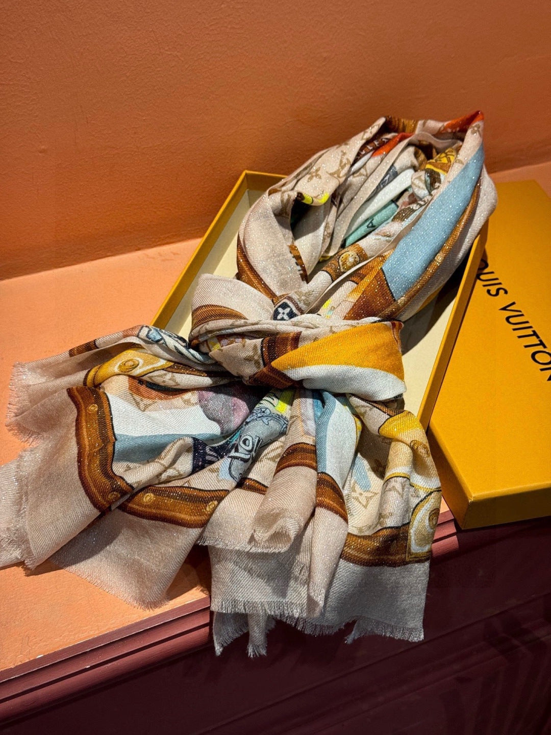 silver leather floral Scarf for women - alternate angle view 7