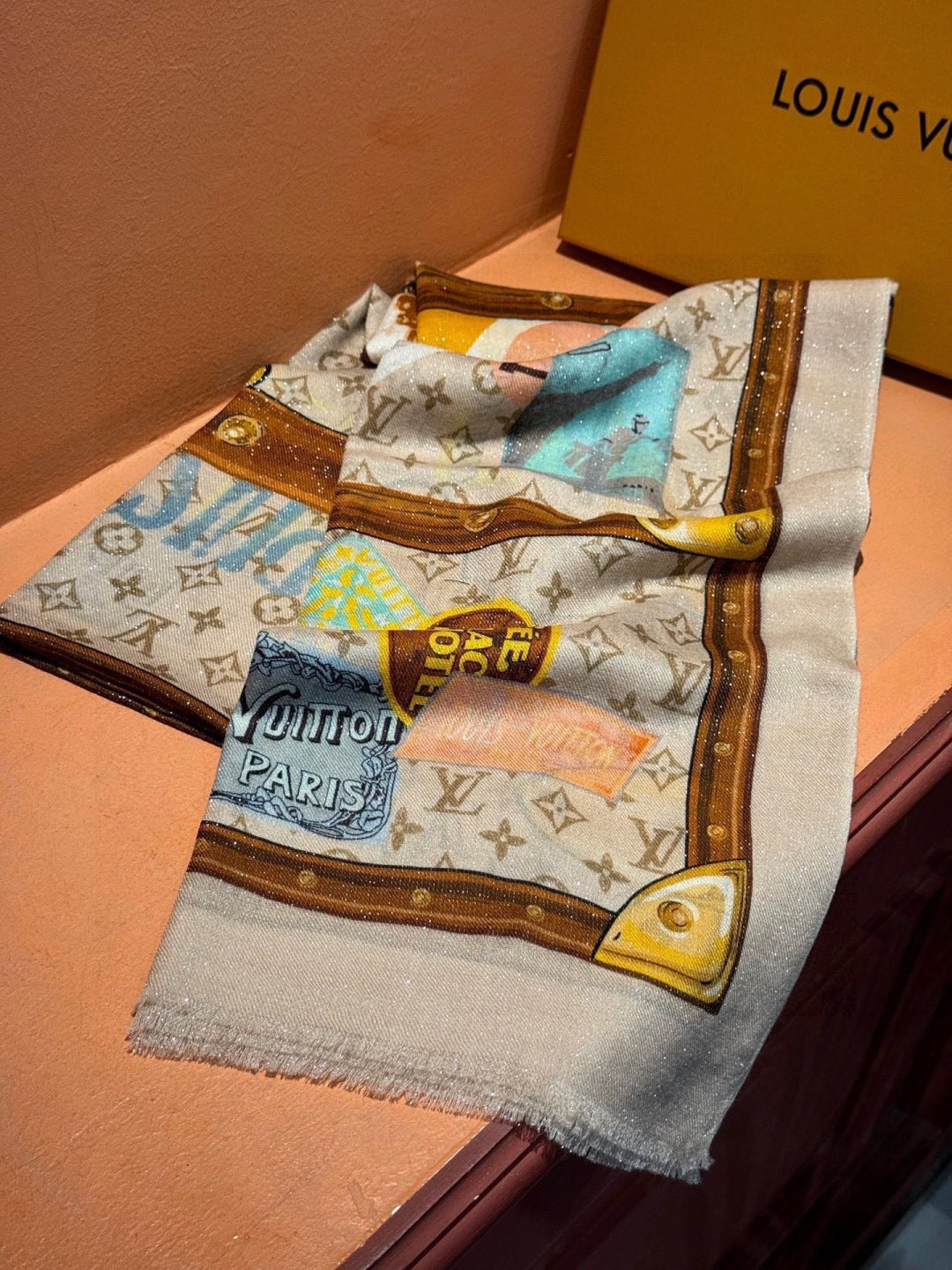 silver leather floral Scarf for women - alternate angle view 5