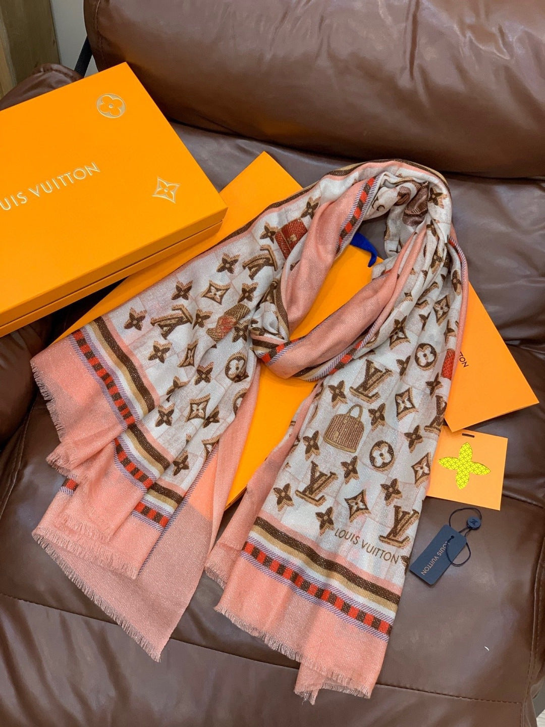 silver velvet floral Scarf for women - alternate angle view 5