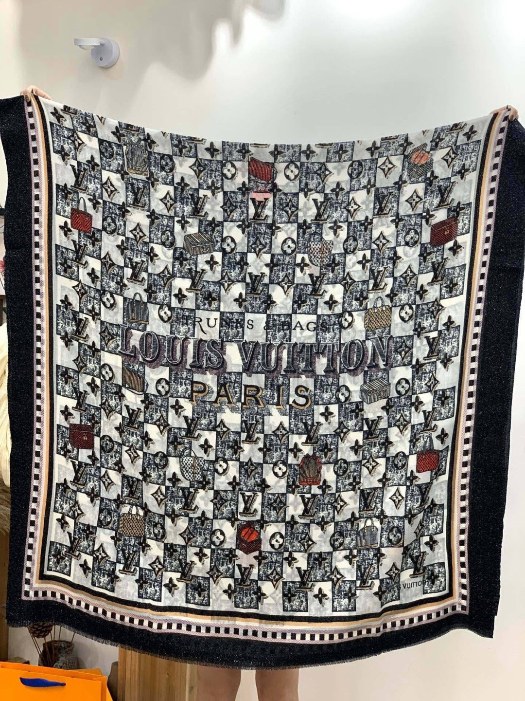 silver velvet floral Scarf for women - alternate angle view 8
