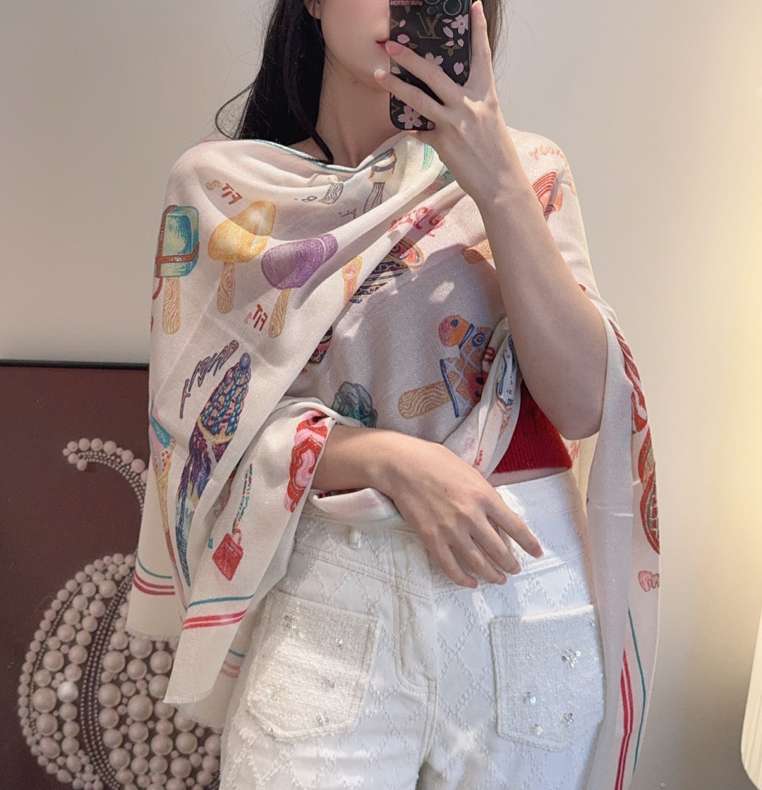 silver velvet Scarf for women - product detail view
