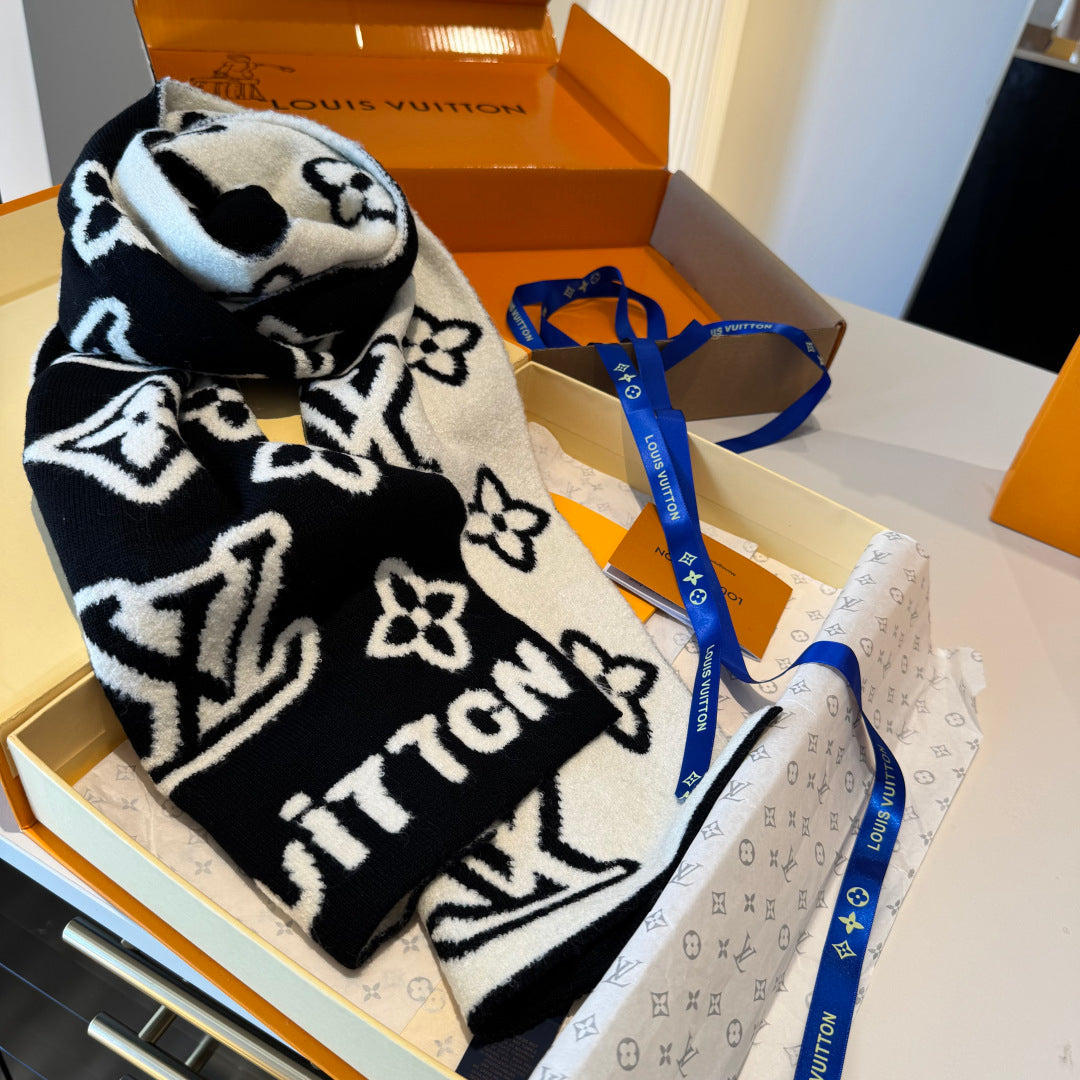 black and white velvet trendy Scarf for women - alternate angle view 7