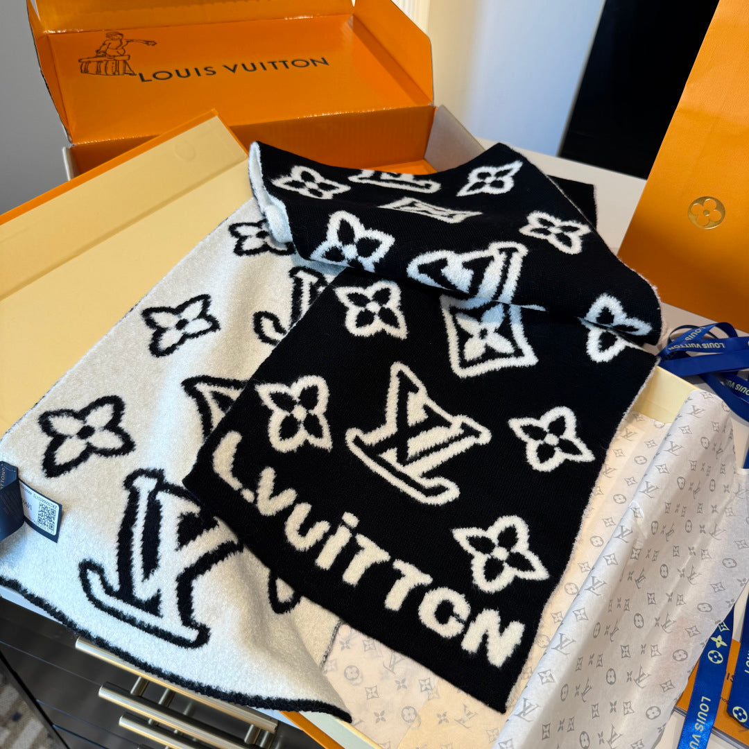 black and white velvet trendy Scarf for women - alternate angle view 4