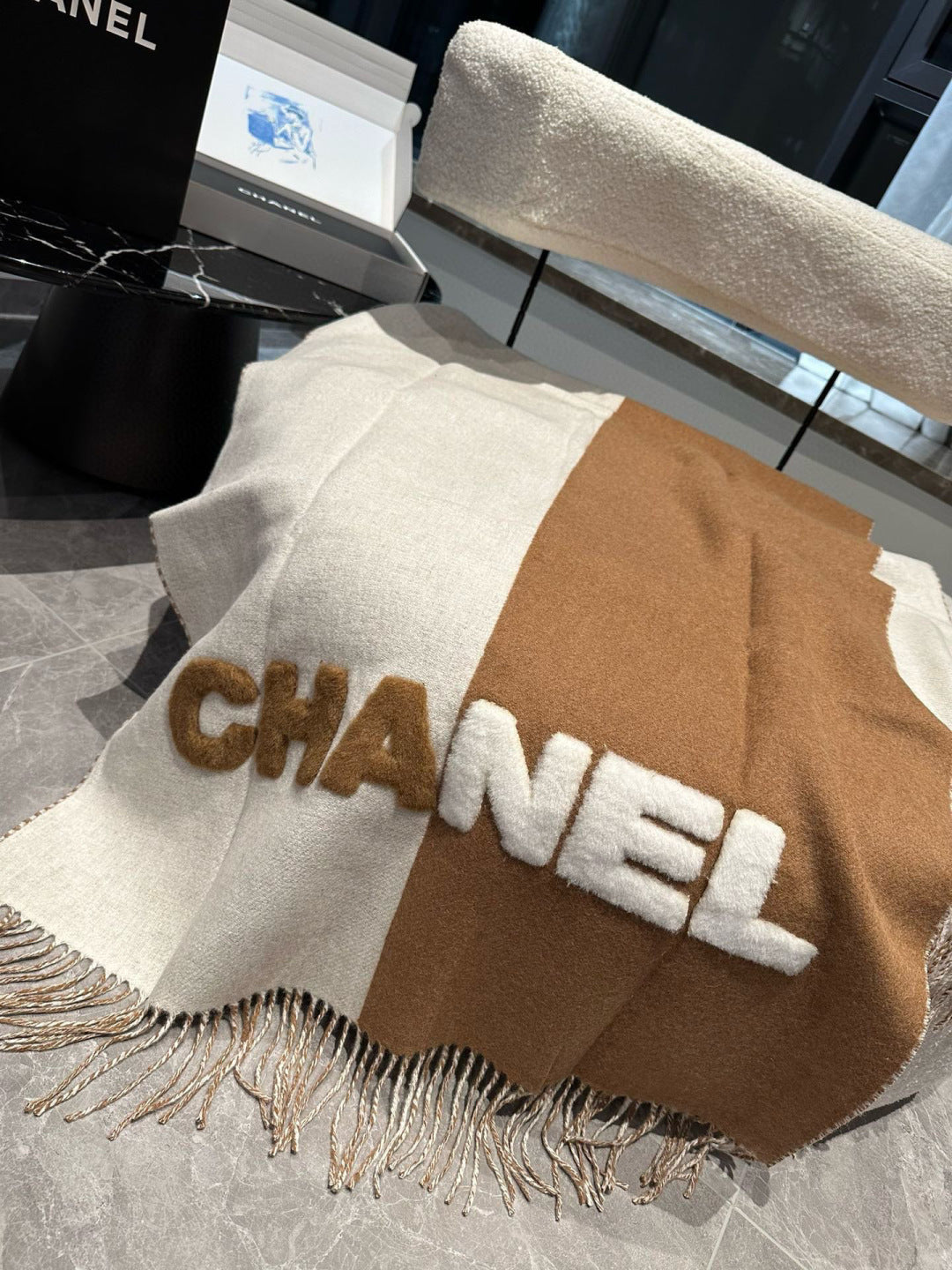multicolor velvet letter fashion accessory for women - alternate angle view 2