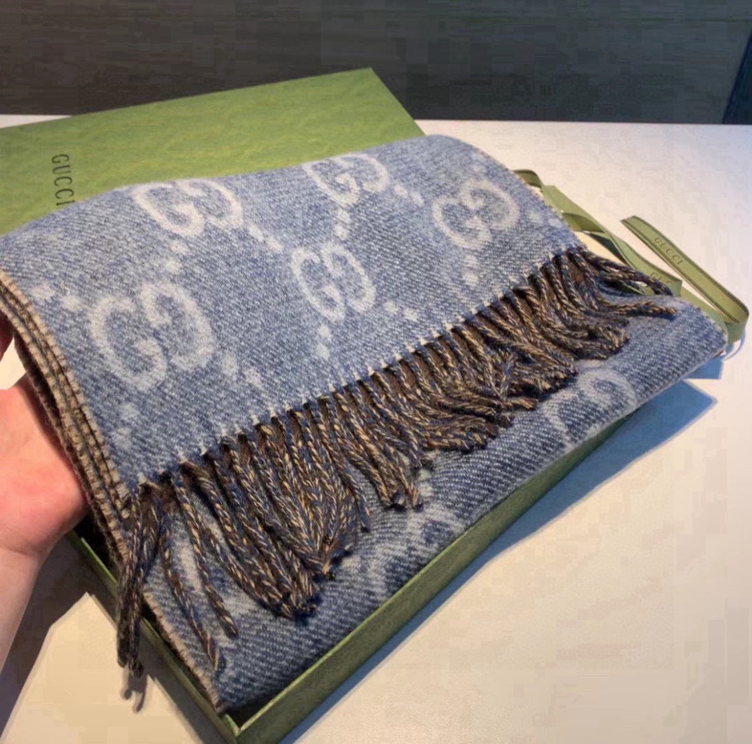 contrast color wool floral Scarf for men - alternate angle view 5