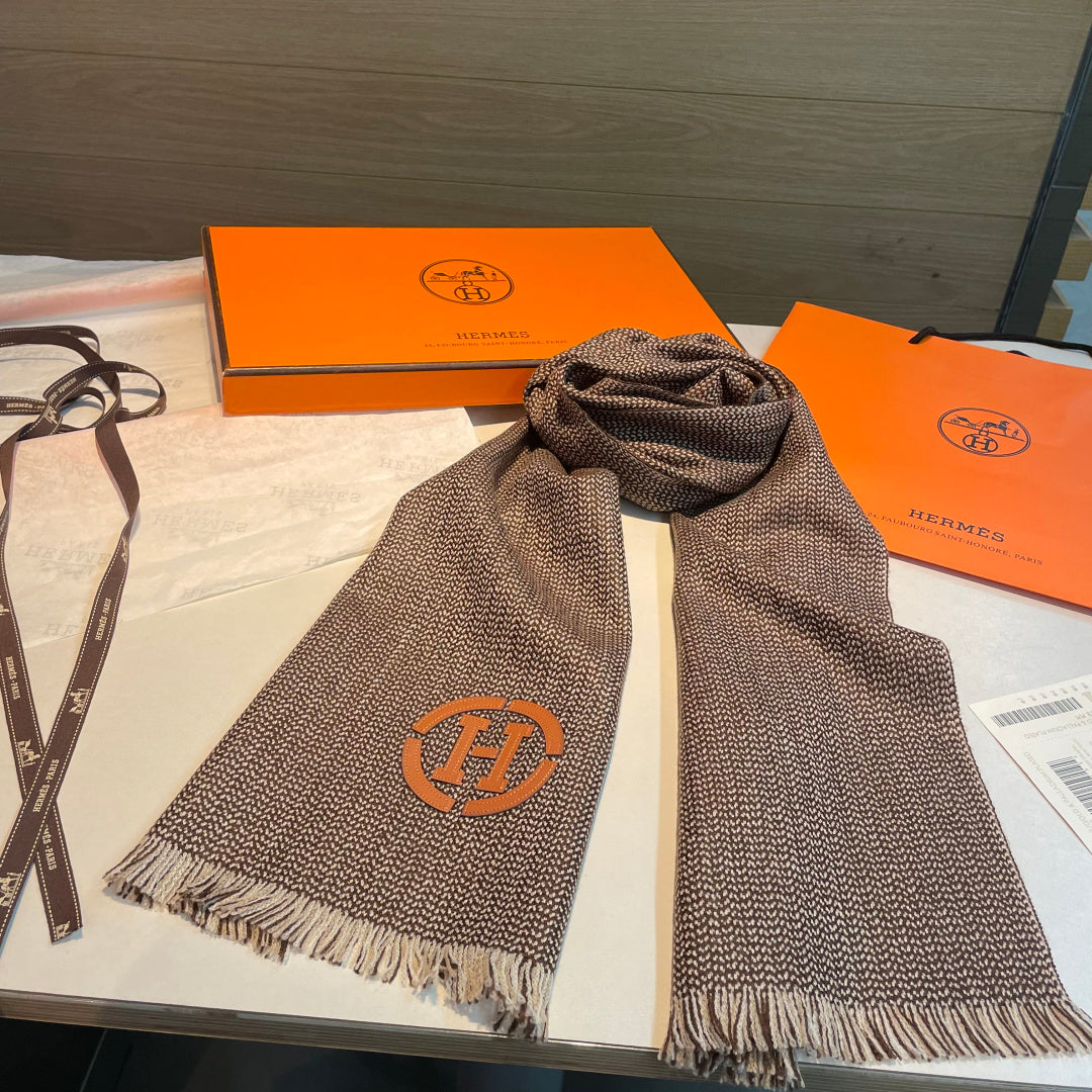 beige leather letter Scarf for women - alternate angle view 8