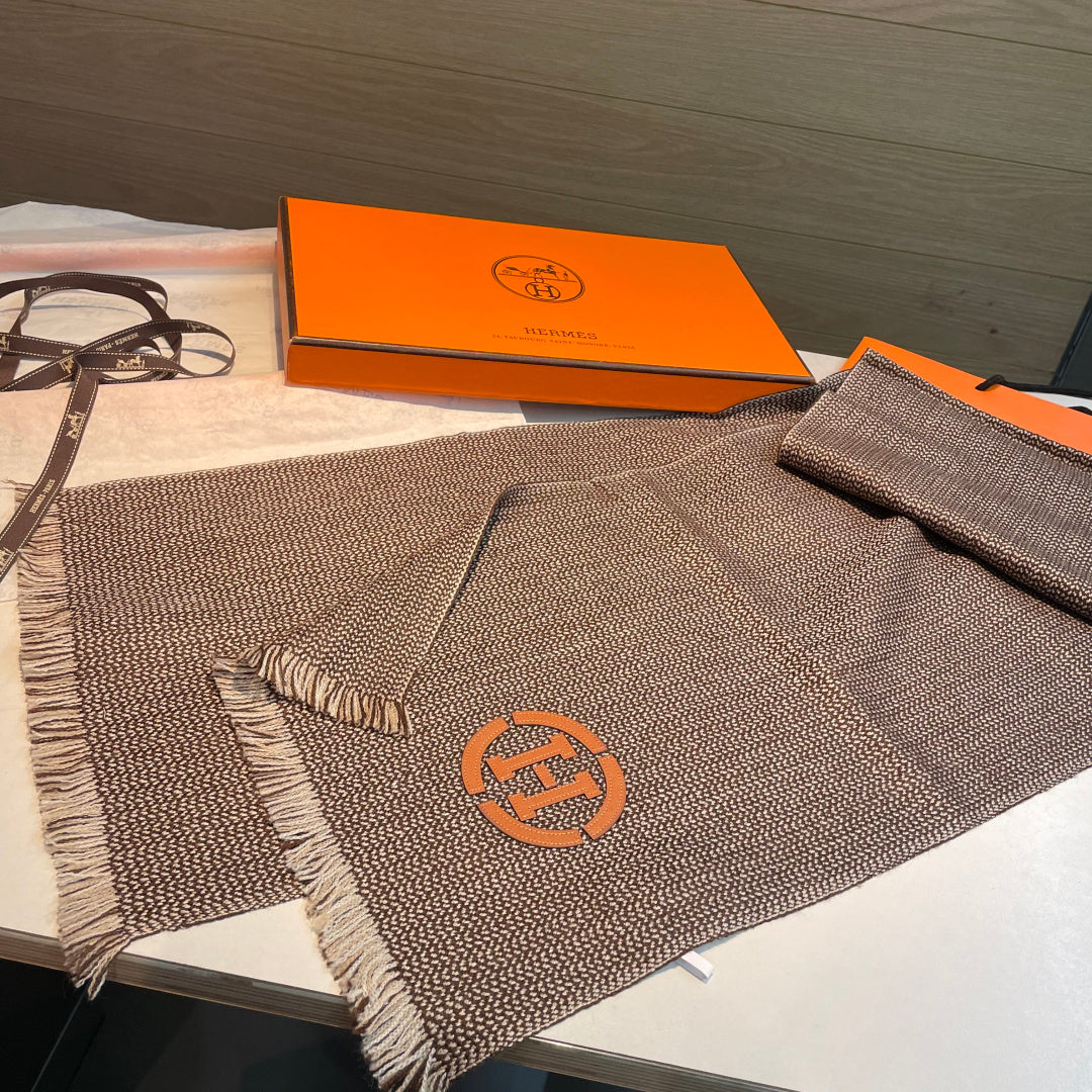 beige leather letter Scarf for women - alternate angle view 6