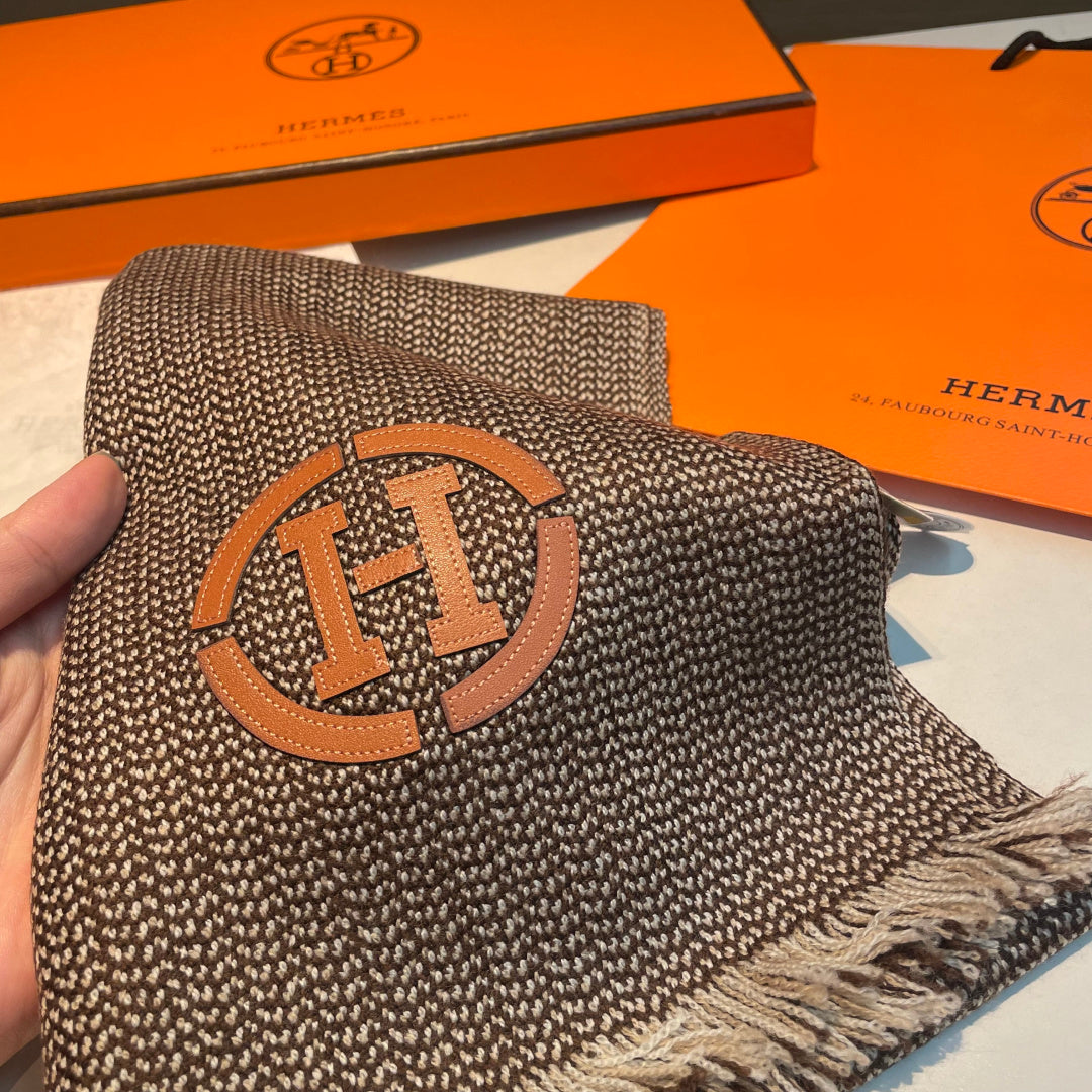 beige leather letter Scarf for women - alternate angle view 5