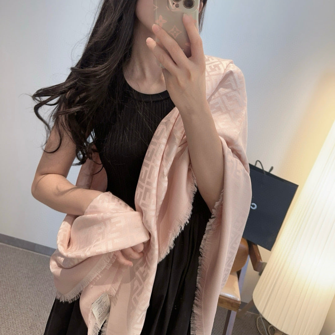 gold wool floral Shawl for women - alternate angle view 2