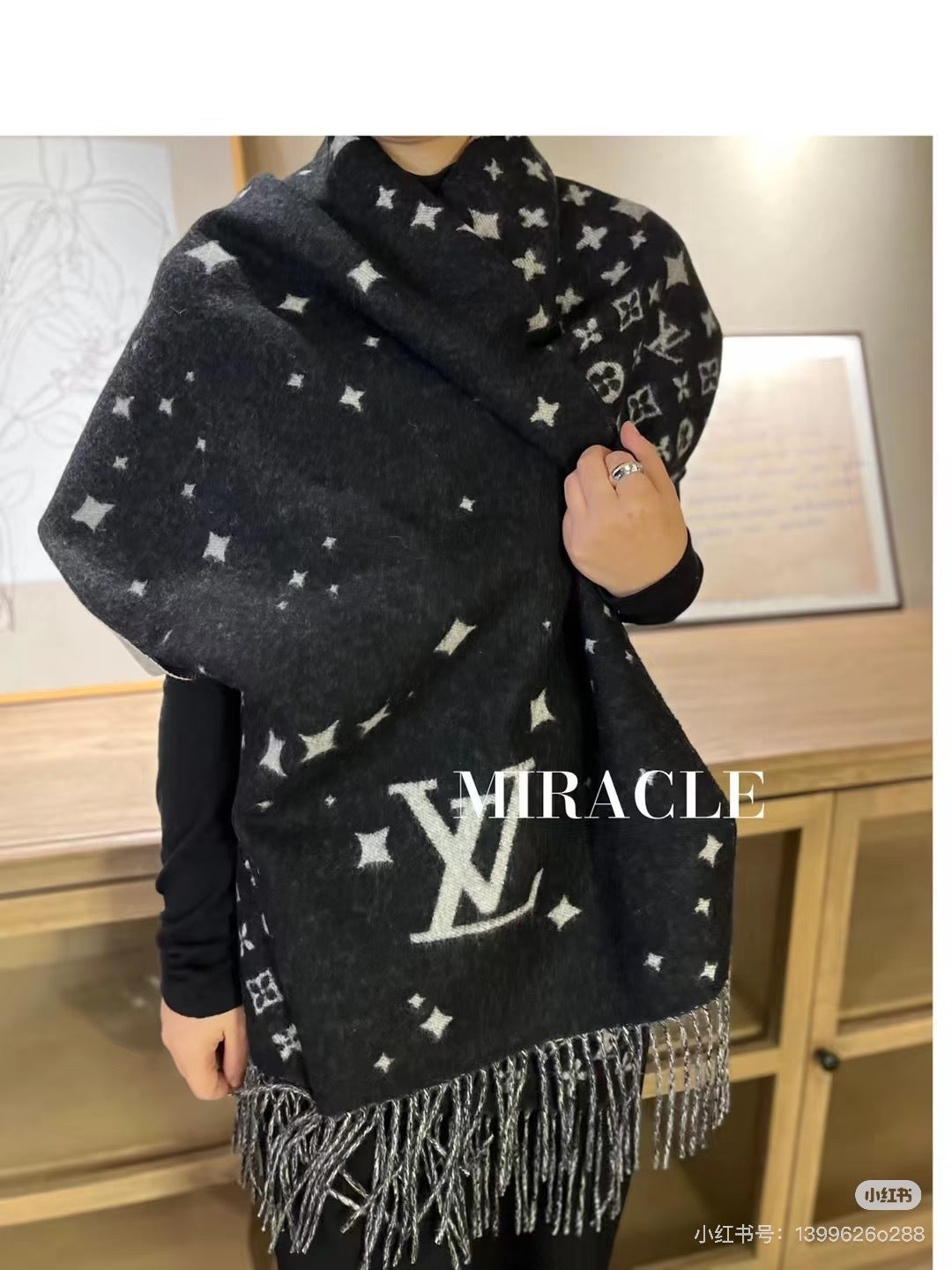 black and white velvet floral Shawl for women - product detail view