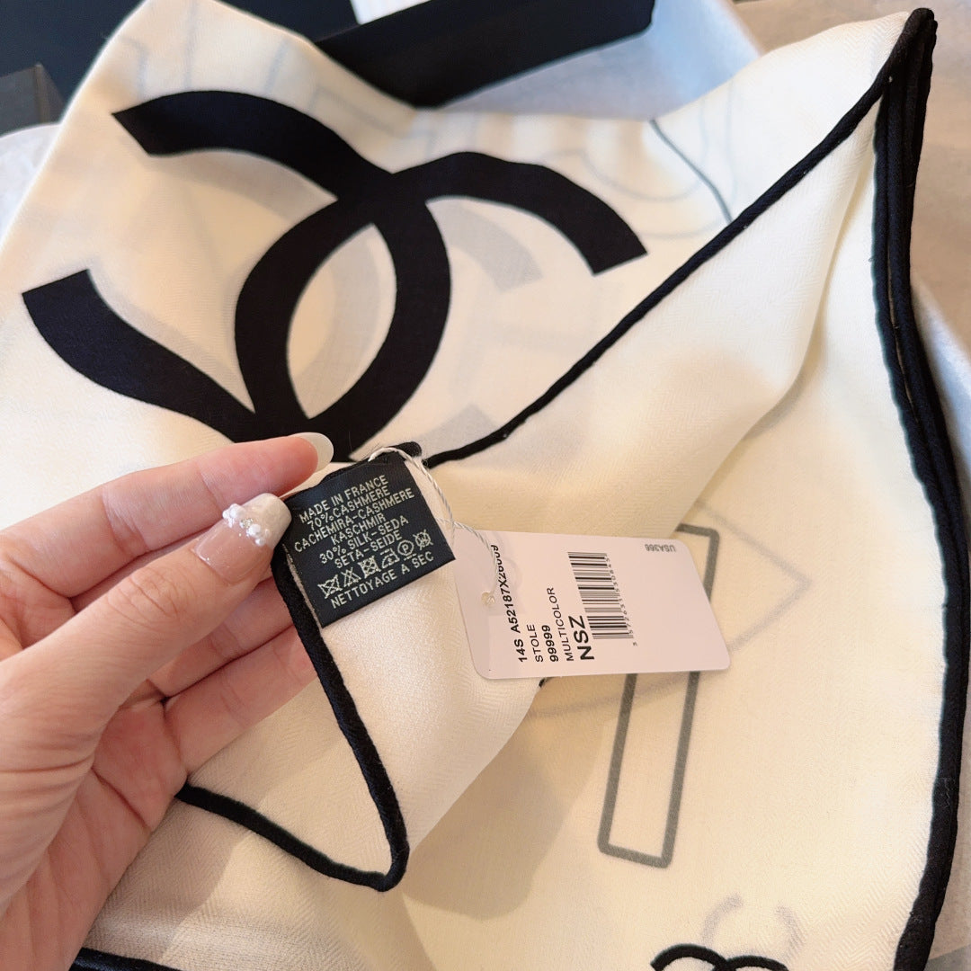 black and white velvet floral Silk Scarf for women - alternate angle view 4