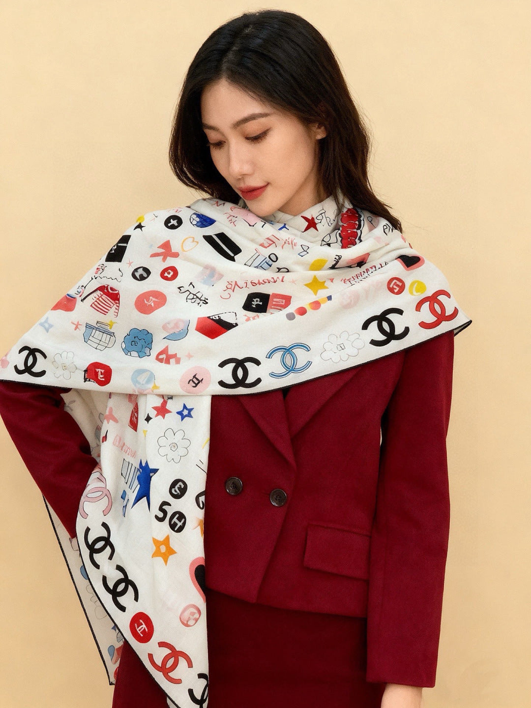 velvet elegant Shawl for women - alternate angle view 2