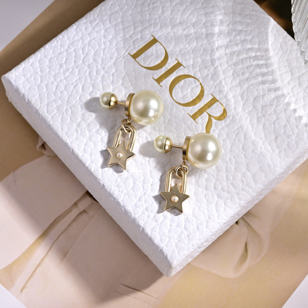 gold metal letter Drop Earrings for women - alternate angle view 3
