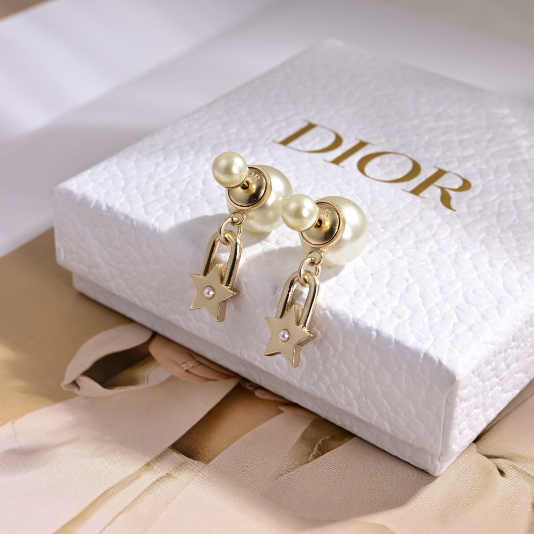 gold metal letter Drop Earrings for women - alternate angle view 4