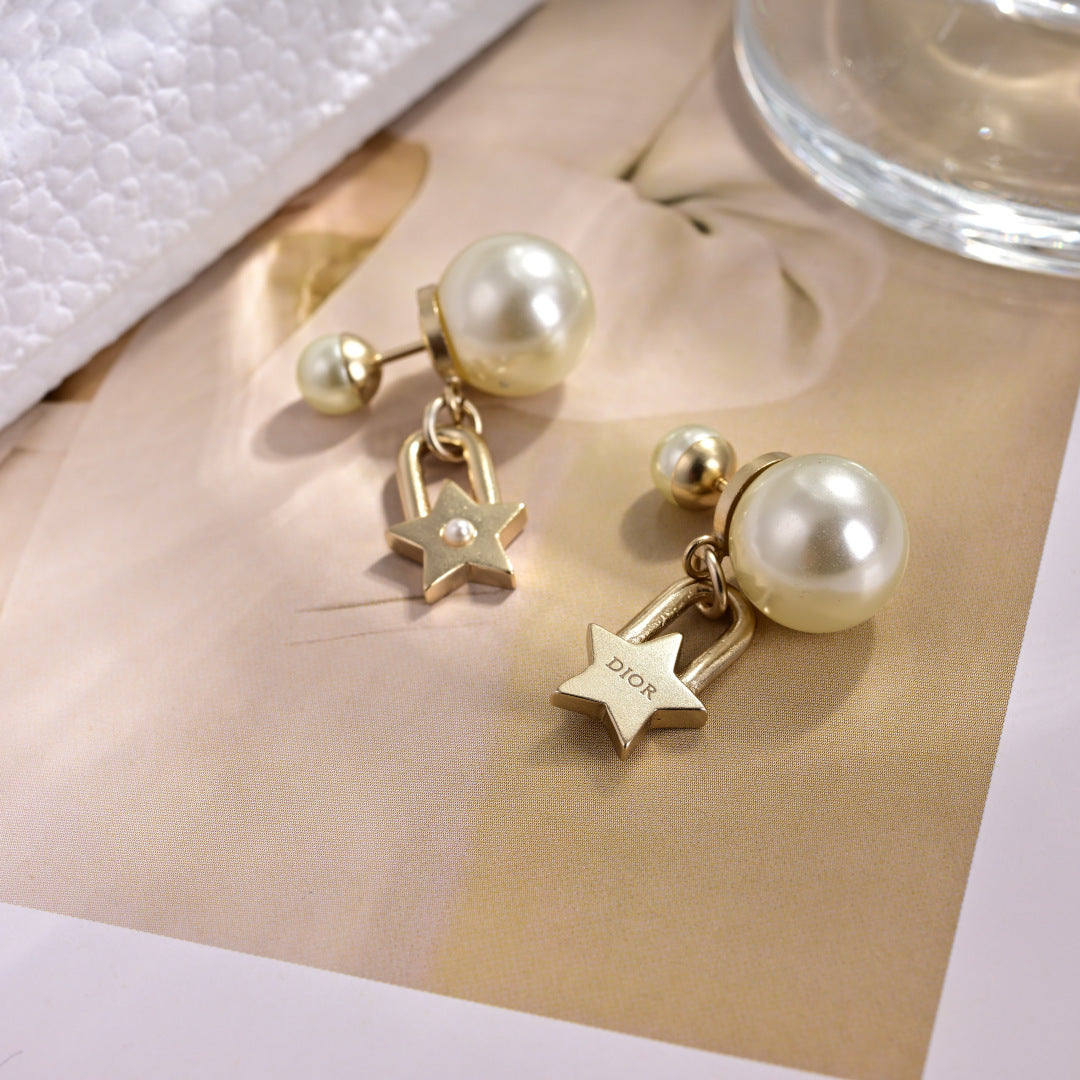 gold metal letter Drop Earrings for women - alternate angle view 5