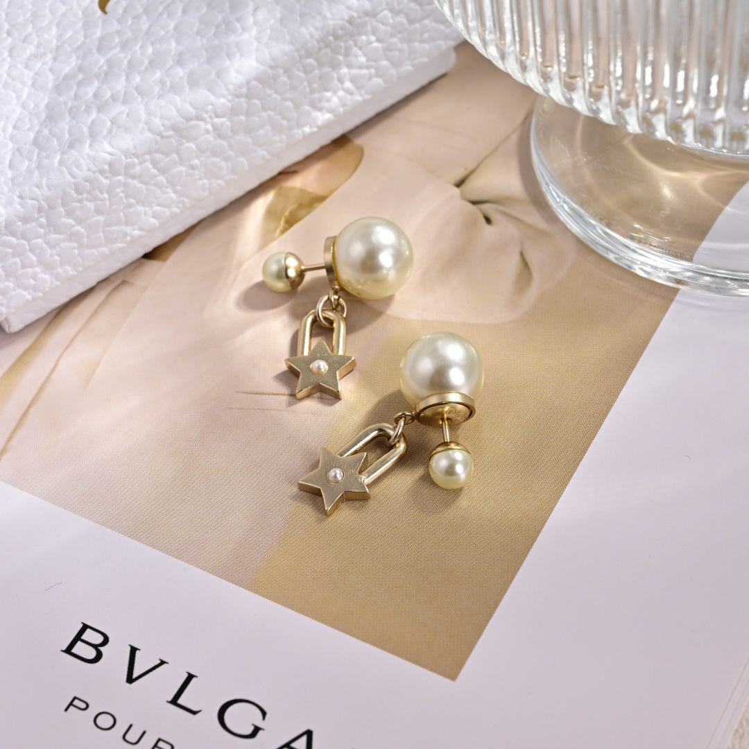 gold metal letter Drop Earrings for women - alternate angle view 2