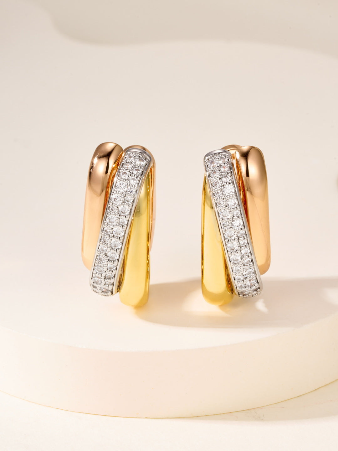 tricolor crystal crystal inlaid Drop Earrings for women - product detail view