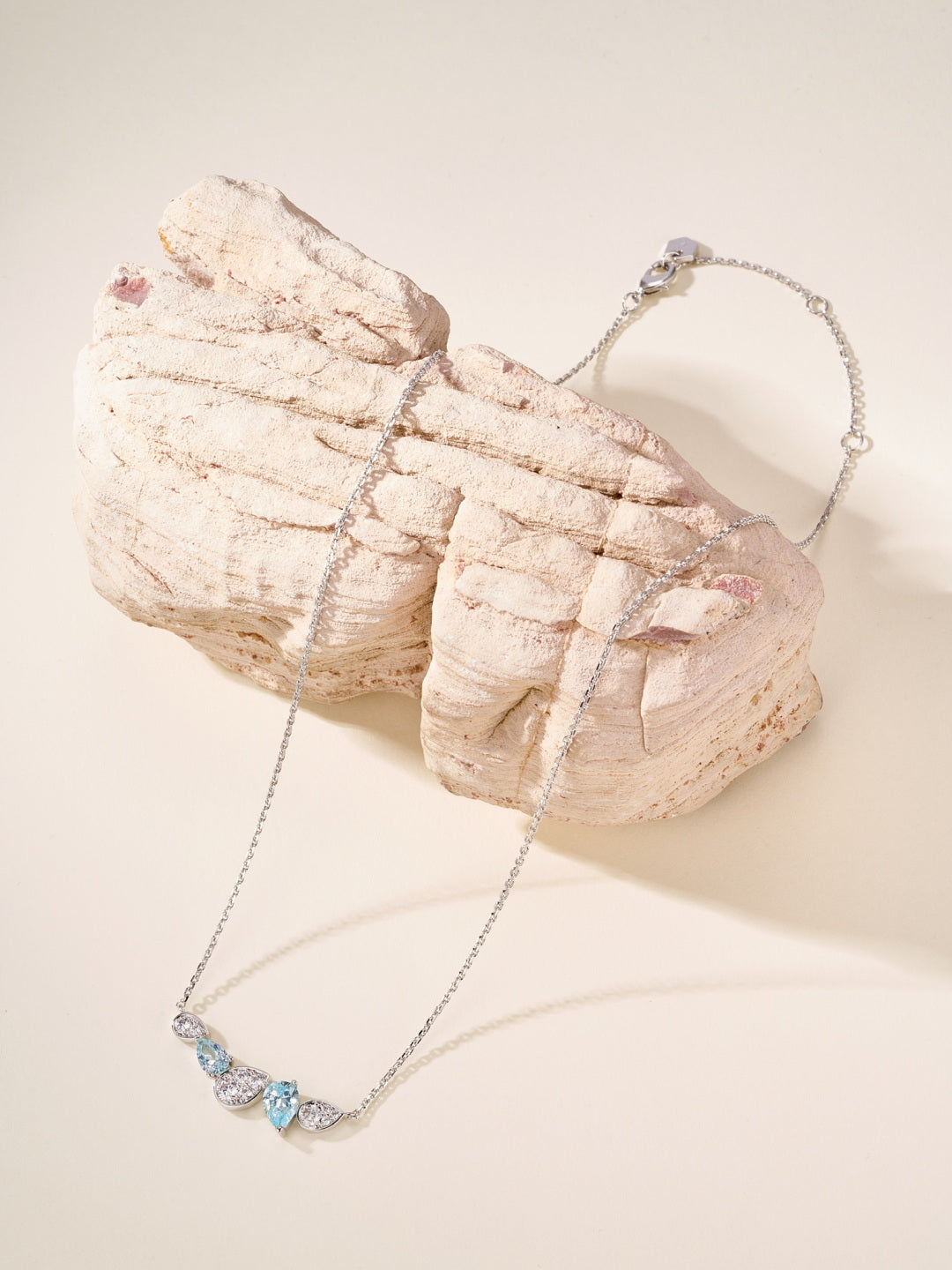 white stone elegant Necklace for women - alternate angle view 3