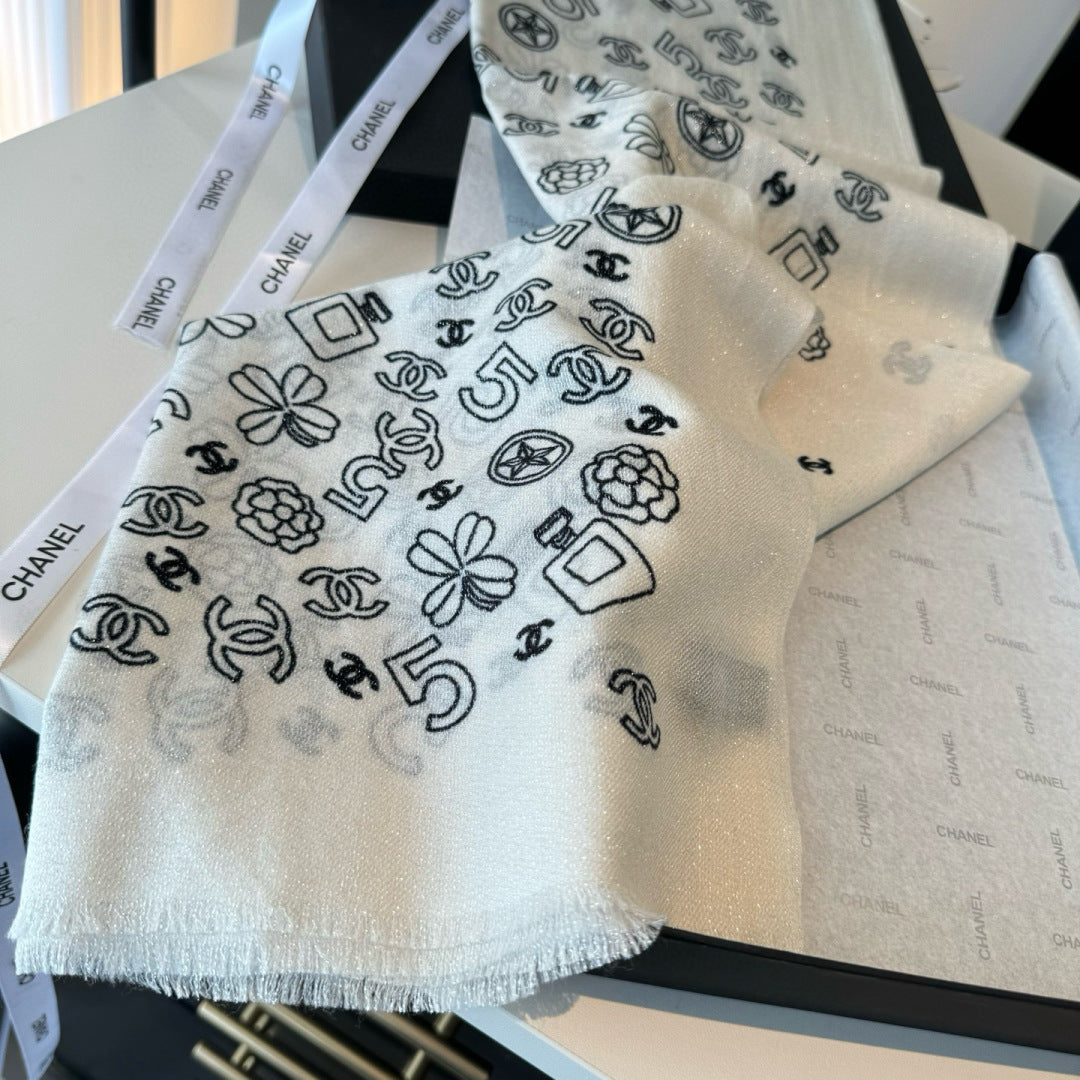 white velvet inlaid Shawl for women - alternate angle view 6