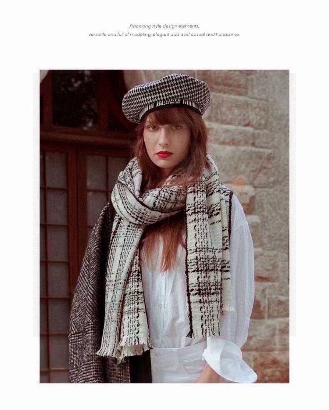 wool floral Scarf for women - product detail view