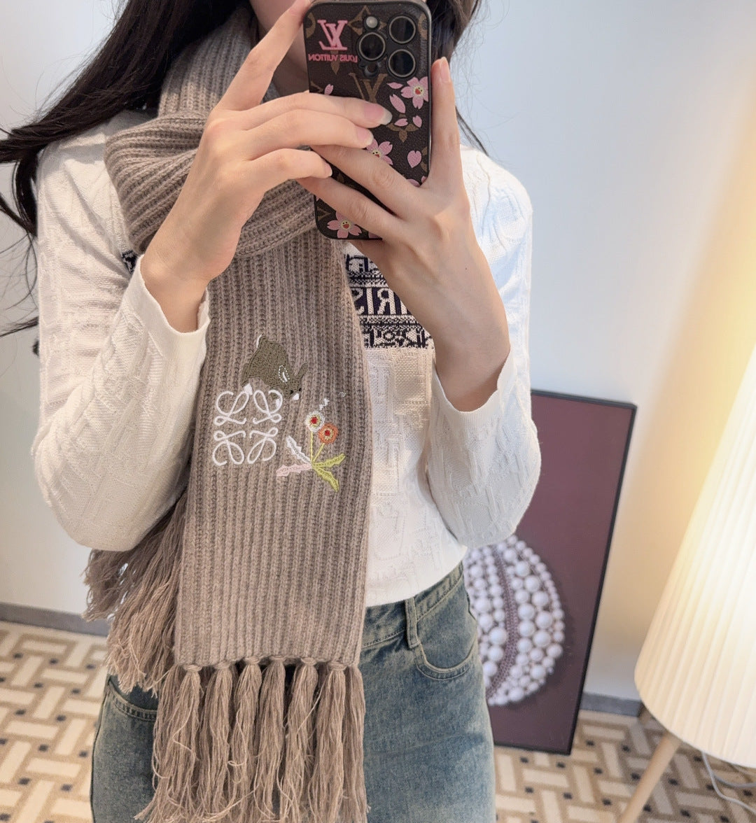 velvet floral Scarf for women - alternate angle view 3