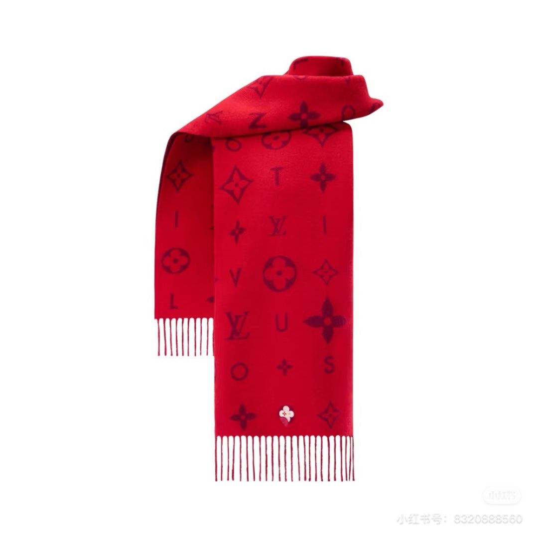 white velvet floral Scarf for women - alternate angle view 3
