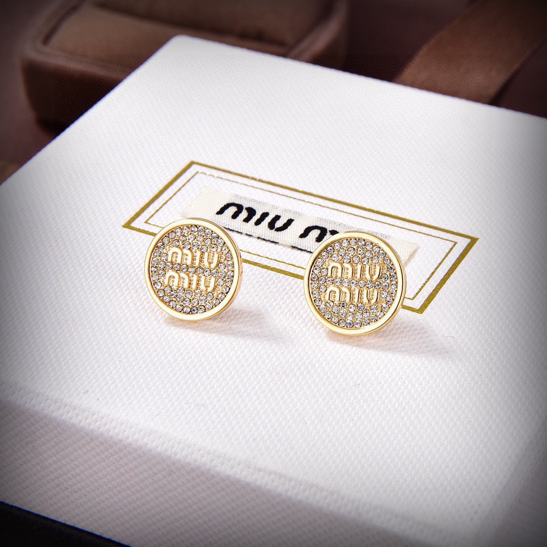 yellow brass letter Stud Earrings for women - alternate angle view 3