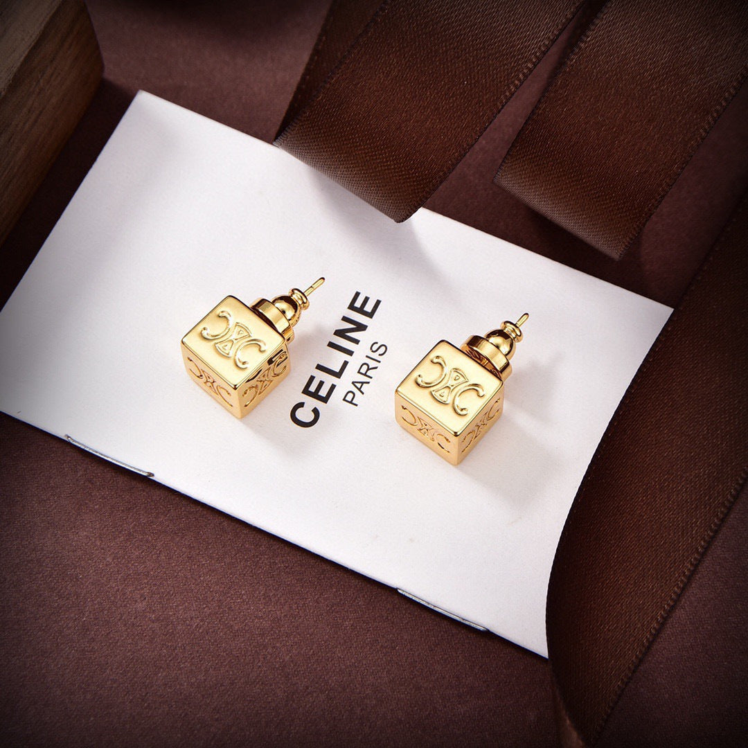 yellow brass stylish Drop Earrings for women - alternate angle view 3