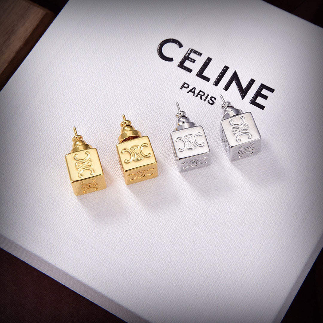 yellow brass stylish Drop Earrings for women - product detail view