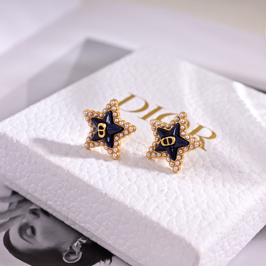 gold metal letter Drop Earrings for women - product detail view