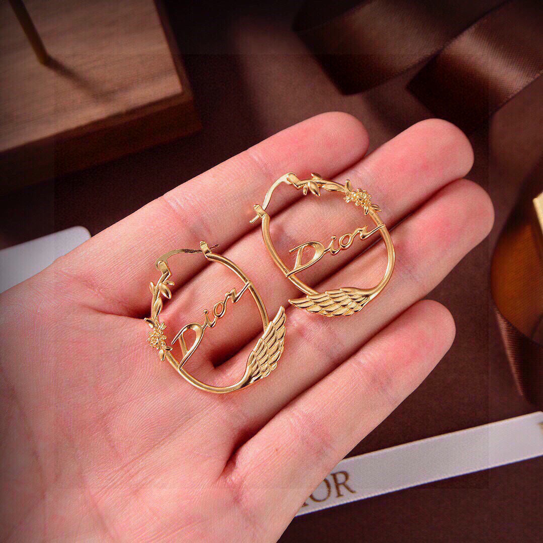 yellow brass Drop Earrings for women - alternate angle view 3