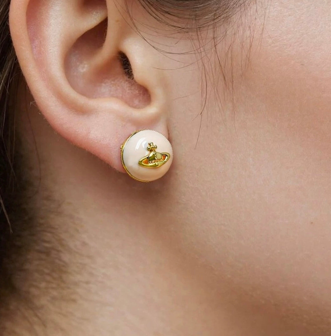 teal leather elegant Stud Earrings for women - alternate angle view 2