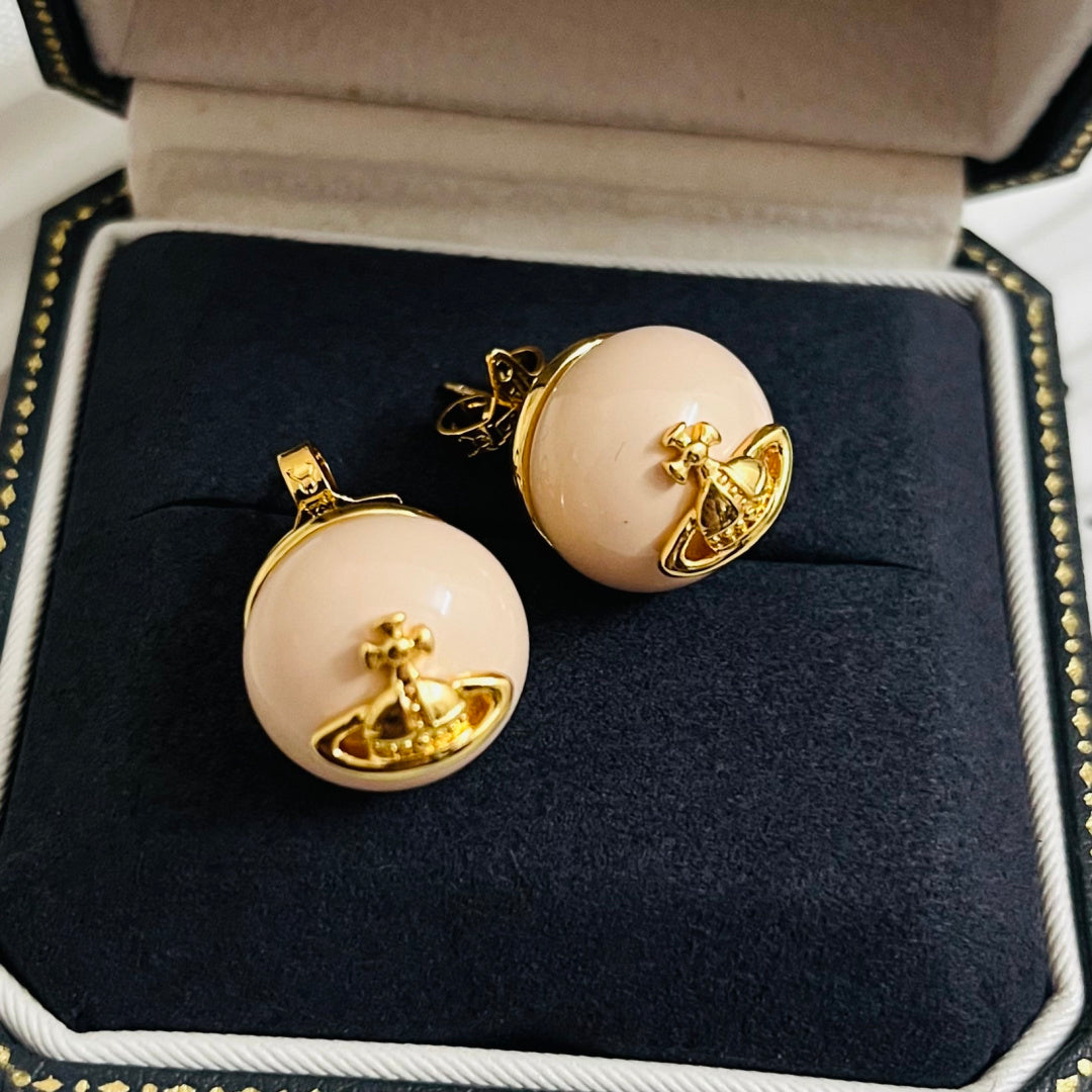 teal leather elegant Stud Earrings for women - alternate angle view 5