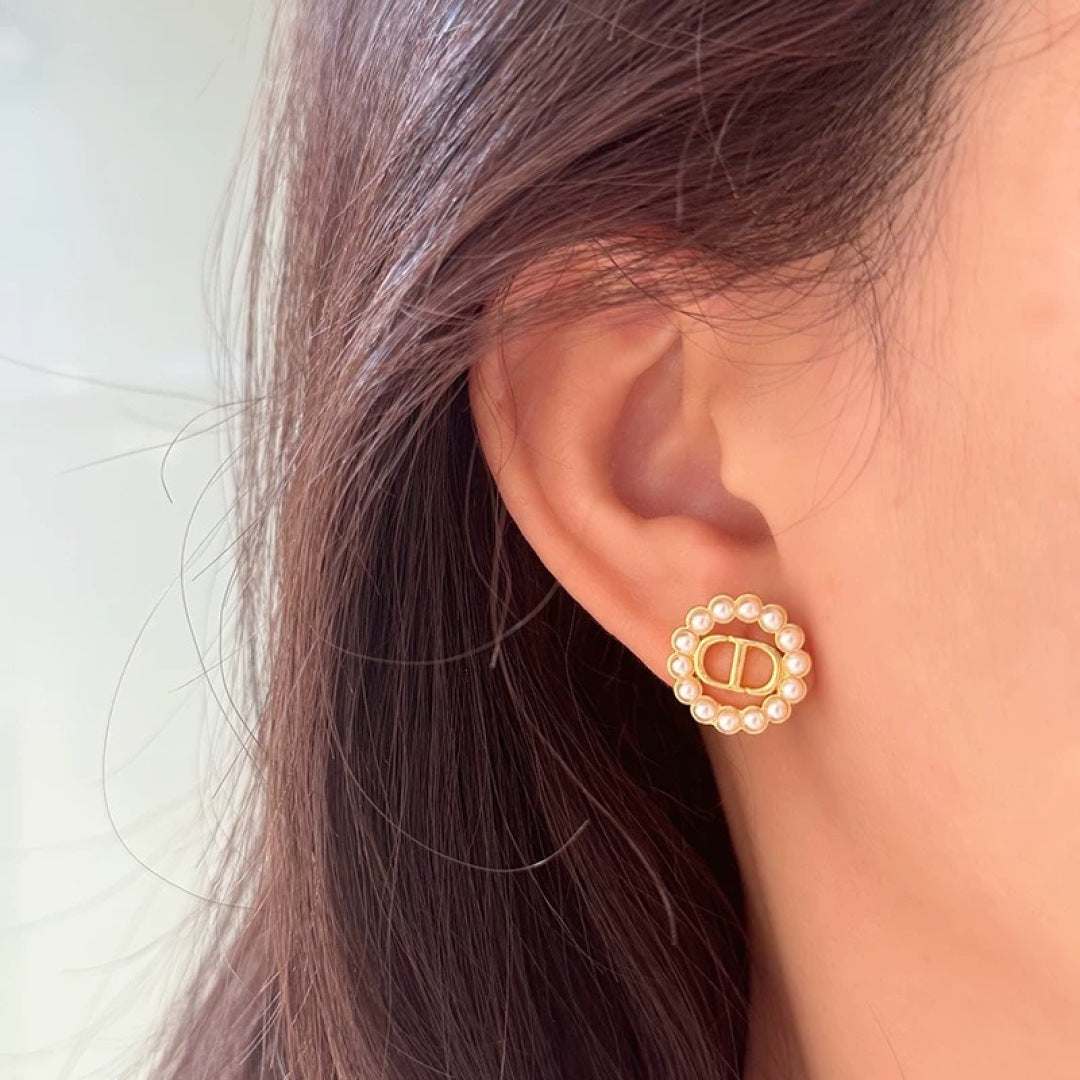 gold metal letter Drop Earrings for women - alternate angle view 4